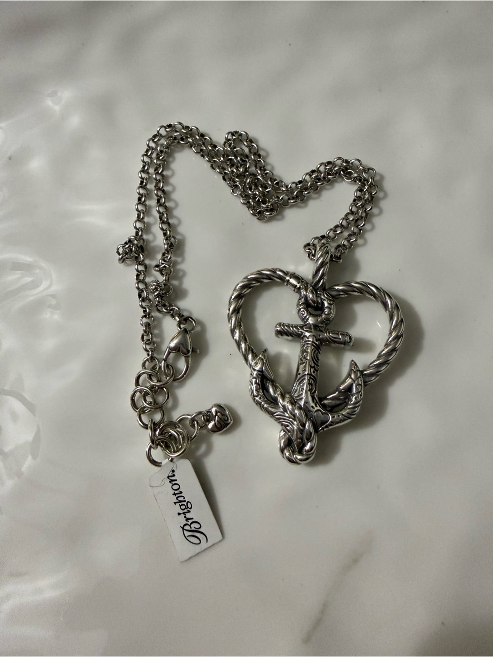 NWT Brighton Seas The Day Heart Anchor Necklace